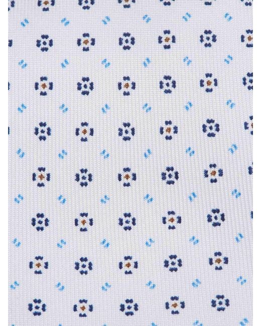 Marinella White Floral Silk Tie for men