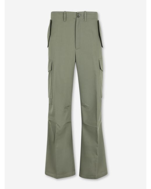 Setchu Green Wide Leg Cargo Pants for men