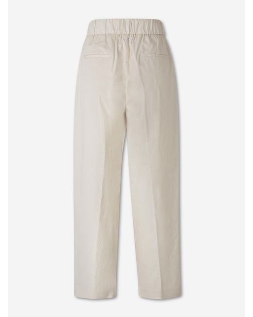 Peserico White Cotton Straight Leg Trousers