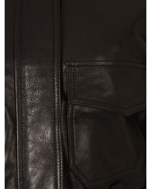 Khaite Black Leather Jacket With Pockets