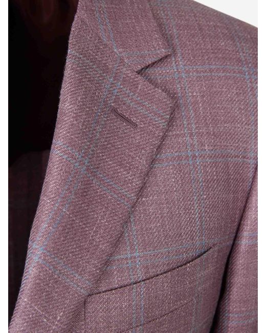Canali Purple American Straight Plaid for men