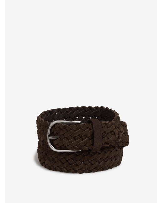 Santa Eulalia Black Braided Suede Belt for men