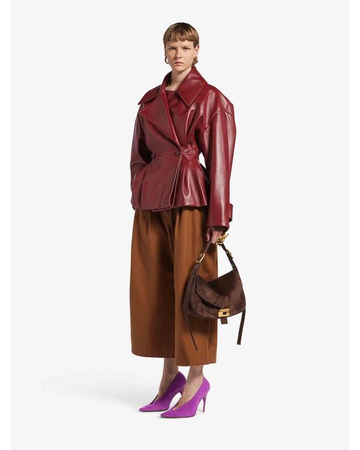 Balenciaga Red Short Leather Trench Coat