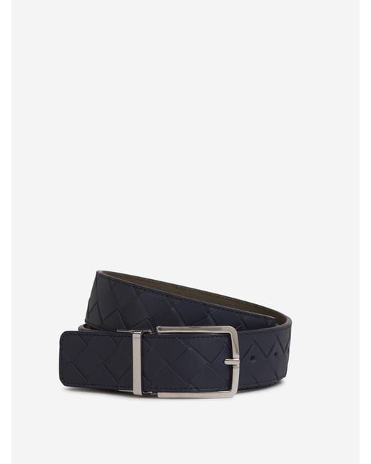 Cintura Intrecciata Reversibile di Bottega Veneta in Blue da Uomo