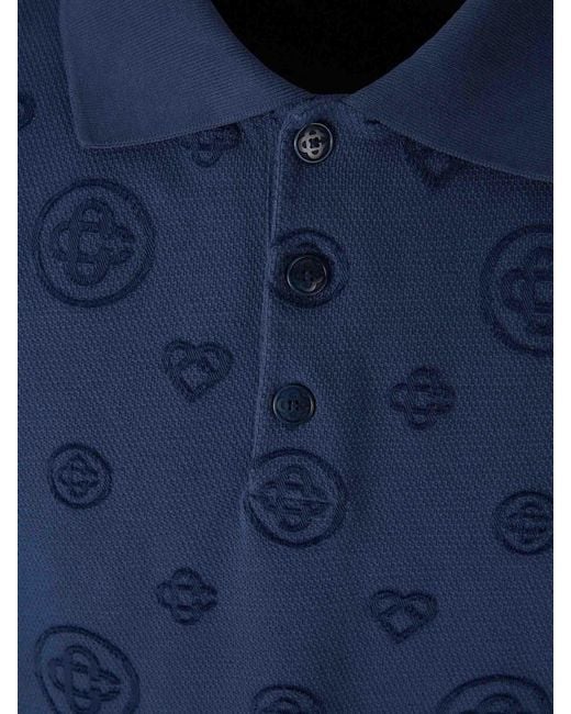 Casablanca Blue Monogram Polo Shirt for men