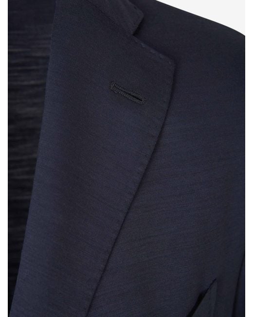 Boglioli Blue Blazer Knitted Wool for men