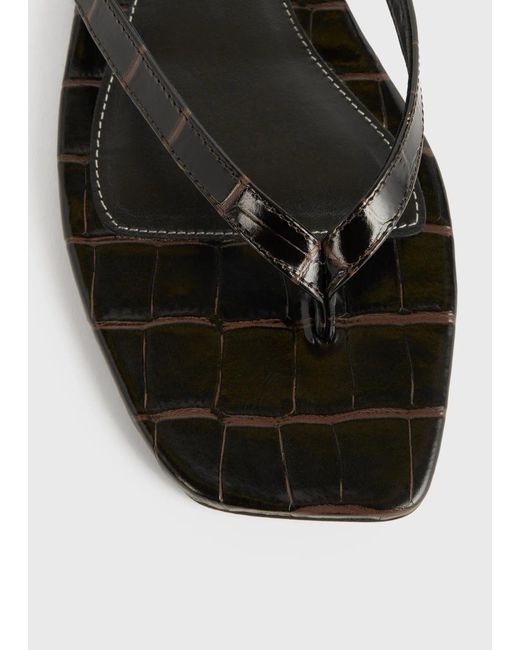 Totême White Croco-Embossed Flip Flops