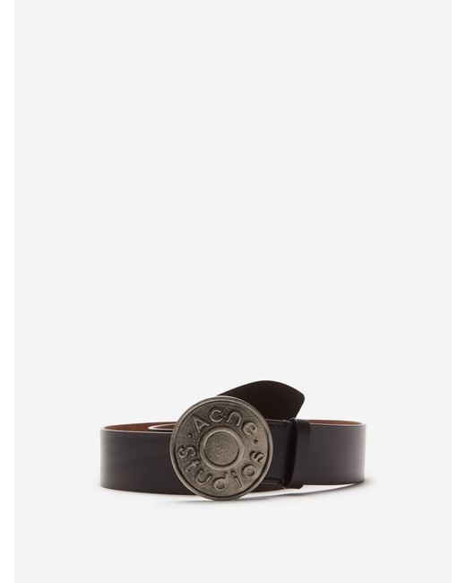 Acne White Leather Belt With Logo for men