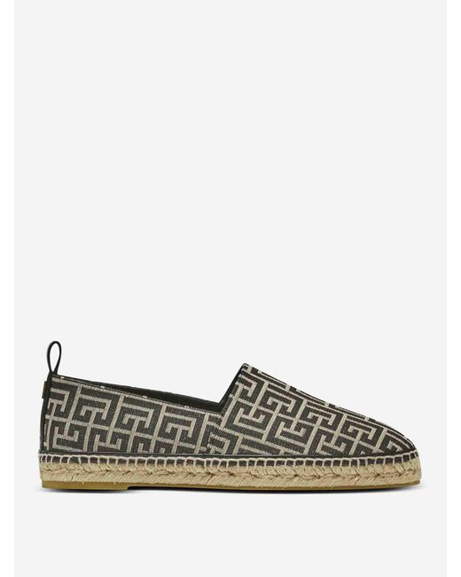 Balmain Gray Monogram Jacquard Espadrilles for men