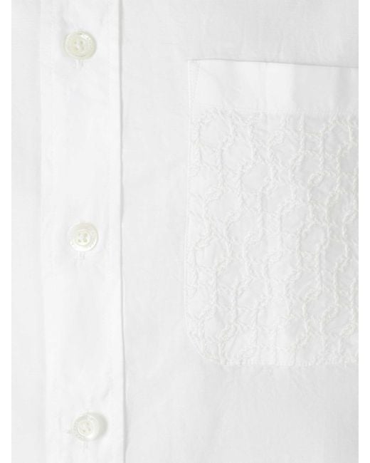 Canali White Embroidered Casual Shirt for men