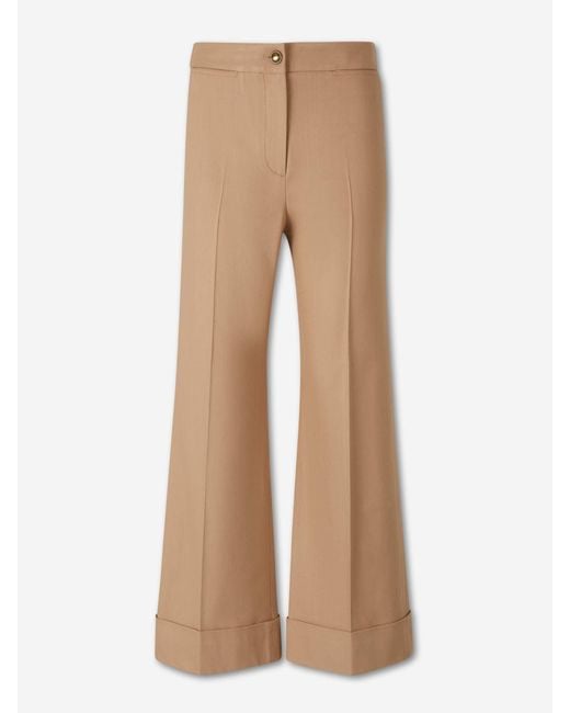 Veronica Beard Natural Darrell Wide Leg Trousers