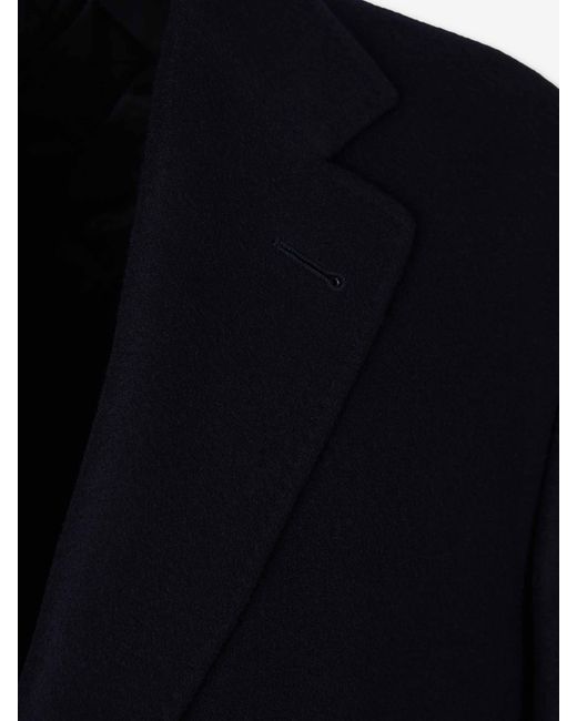 Canali Blue Long Wool Coat for men