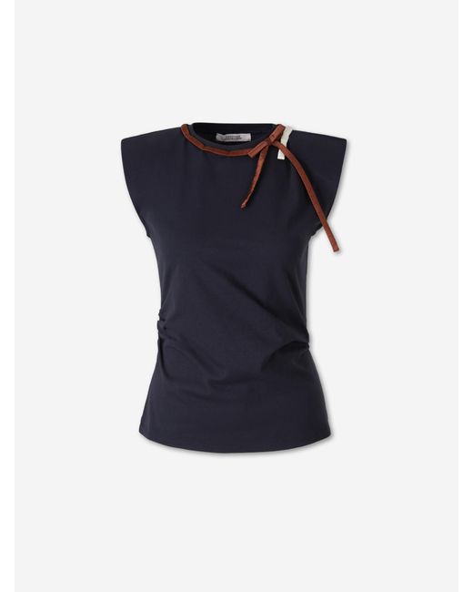 Dorothee Schumacher Blue Plain T-Shirt With Bow