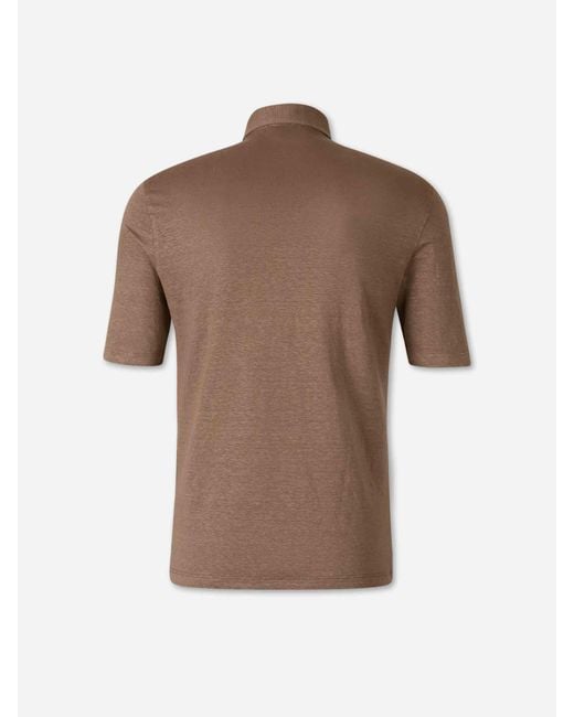 Santa Eulalia Brown Linen Knit Polo Shirt for men