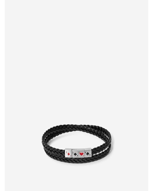 Tateossian Black Dobe Leather Bracelet for men