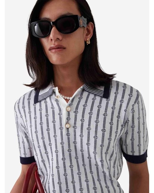 Casablanca Blue Monogrammed Cotton Polo for men