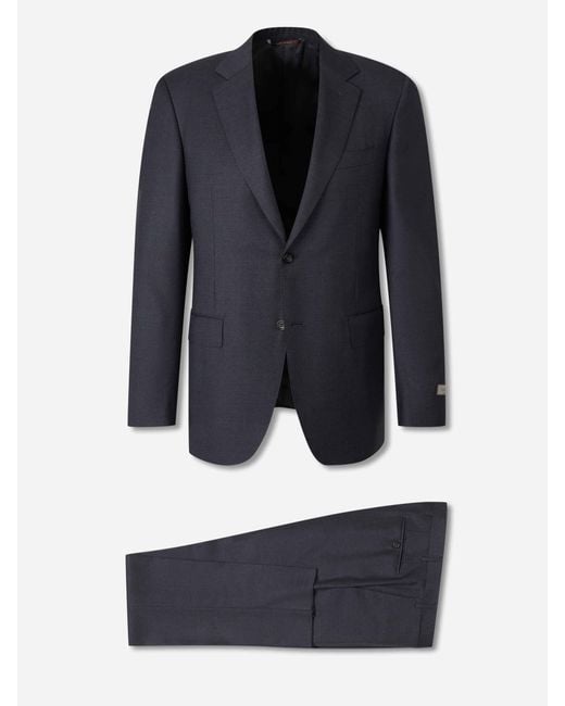 Canali Blue Straight Wool Suit for men
