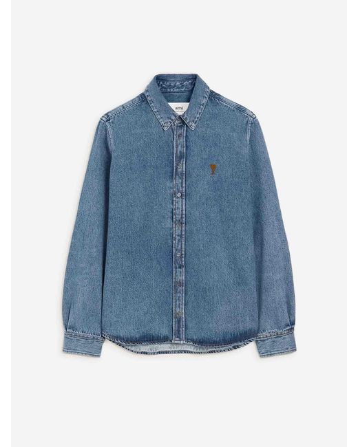 Camisa Denim Algodón AMI de hombre de color Blue