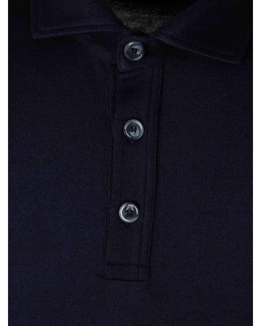 Santa Eulalia Blue Fine Merino Wool Polo Shirt for men