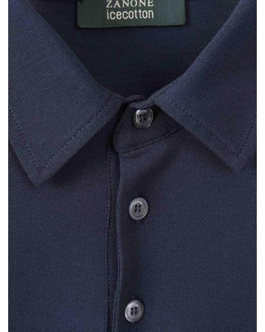 Zanone Blue Plain Cotton Polo for men