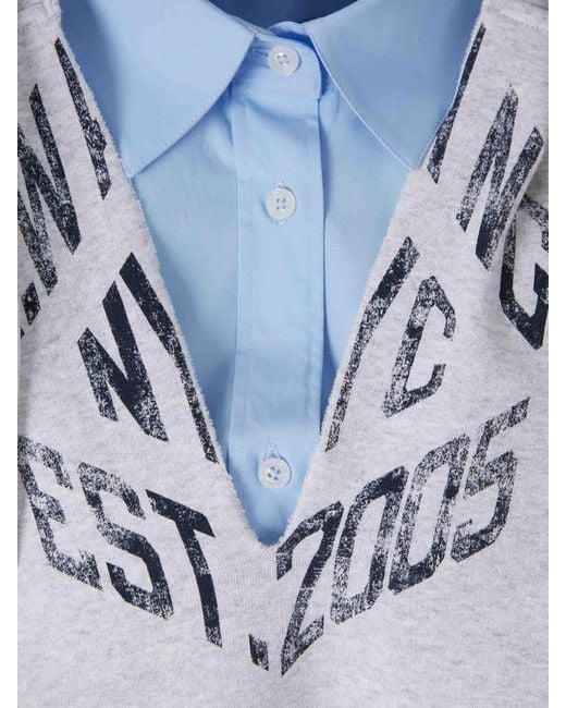Alexander Wang Blue Cropped Sweatshirt Shirt