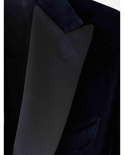 Canali Blue Blazer Straight Velvet for men