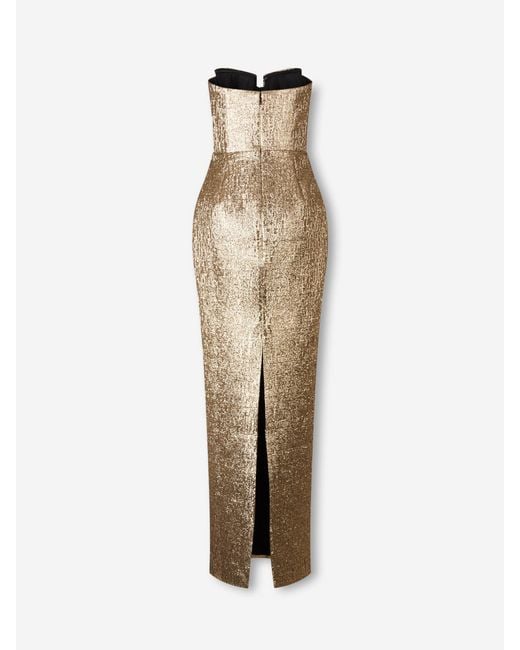 Roland Mouret Natural Jacquard Maxi Dress