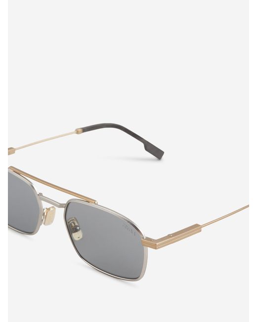 Zegna Gray Rectangular Sunglasses for men