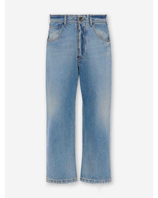 Maison Margiela Blue Cropped Straight Leg Jeans for men