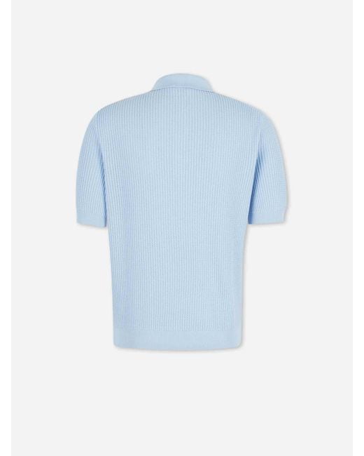Santa Eulalia Blue Ribbed Knit Polo Shirt for men