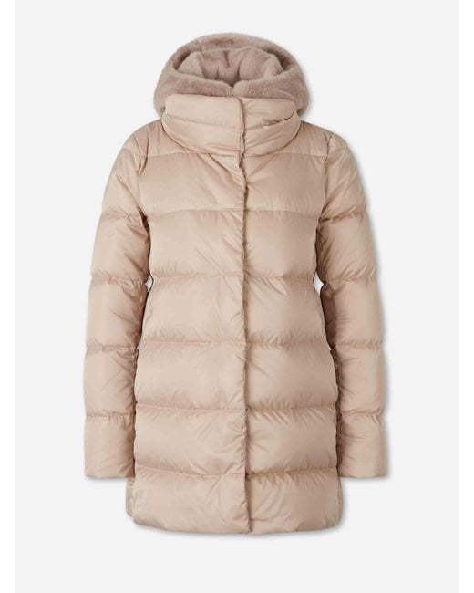 Herno Natural Down Jacket With Hood And Fur
