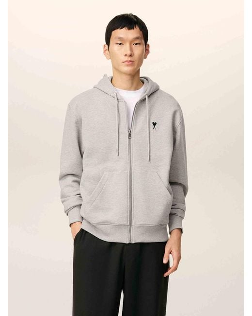 AMI White Zip-Up Hoodie for men