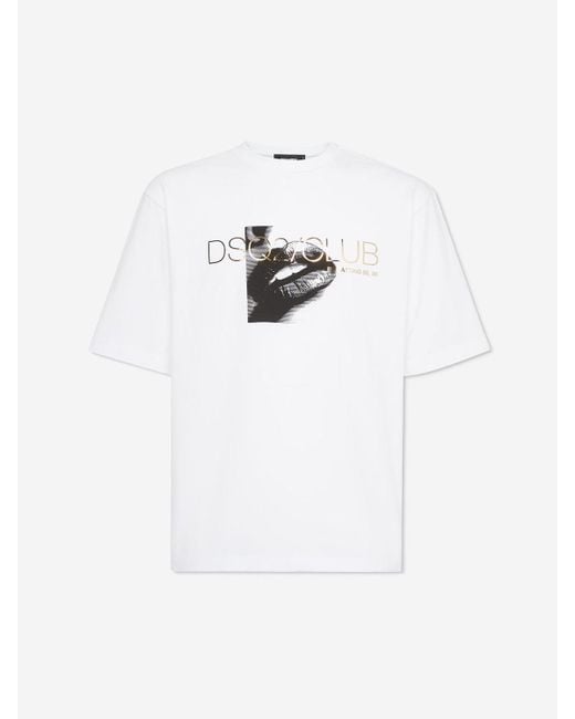 DSquared² Grafisches Baumwoll-T-Shirt in White für Herren