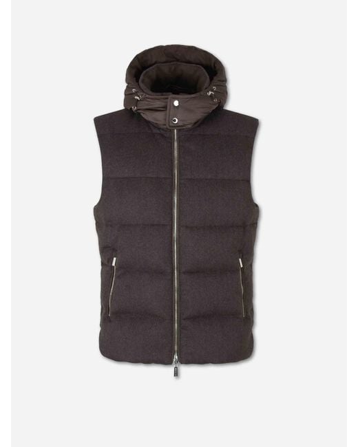 Moorer Brown Down Jacket With Detachable Sleeves for men