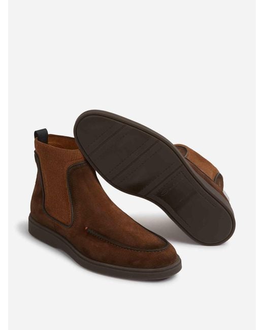 Bottes Chelsea Daim Santoni pour homme en coloris Brown