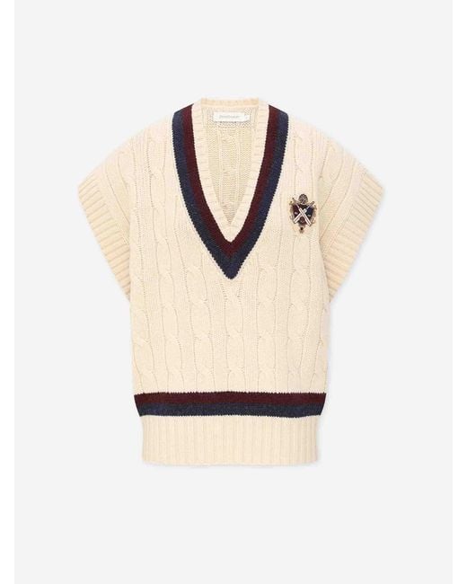 Zimmermann White Valiant Cable Knit Vest