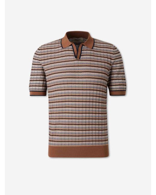 Gran Sasso Brown Striped Dotted Polo Shirt for men