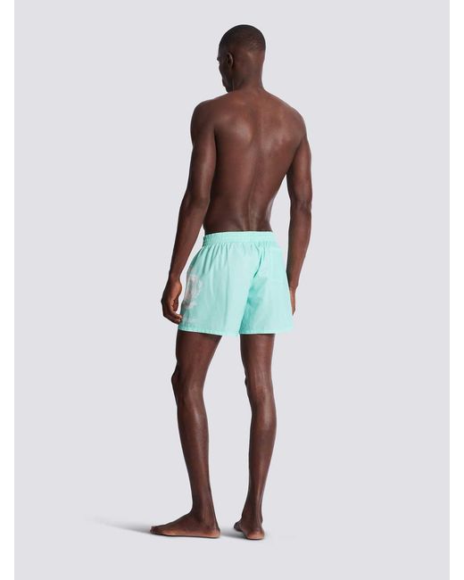 Balmain Blue Logo Swimsuit Polyester for men
