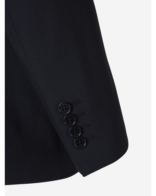 Canali Blue Straight Wool Blazer