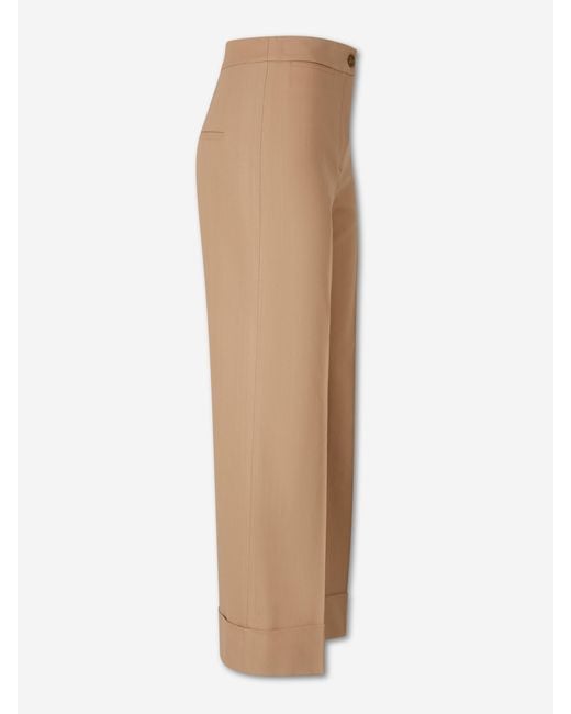 Veronica Beard Natural Darrell Wide Leg Trousers