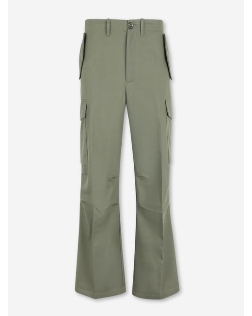 Setchu Green Wide Leg Cargo Pants for men