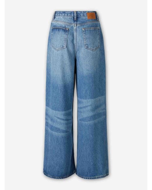 Ganni Blue Lyocell Wide Leg Jeans