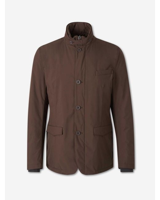 Herno Brown Long Feather Down Jacket for men