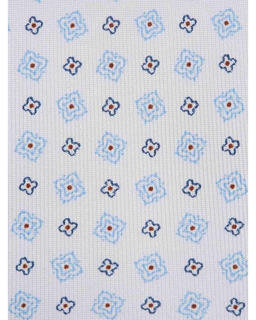 Marinella White Floral Silk Tie for men
