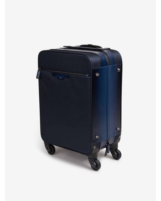Santoni Blue Leather Suitcase for men