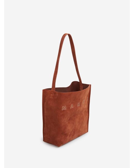 Marni Red Suede Tote Bag