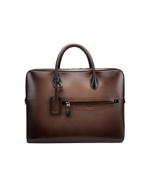 Borsa Porta Pc di Santoni in Brown da Uomo