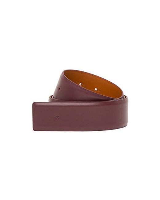 Santoni Brown Burgundy Leather Belt Strap