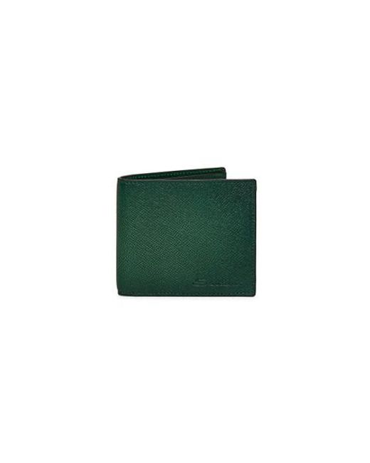 Santoni Green Saffiano Leather Wallet for men