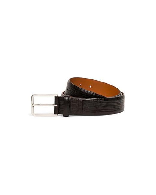 Santoni Brown Embossed Leather Adjustable Belt Dark for men